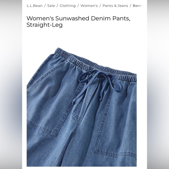 L.L. Bean Woman’s Sun Washed Denim Straight Leg Pull On pants Size Large. - Picture 3 of 16